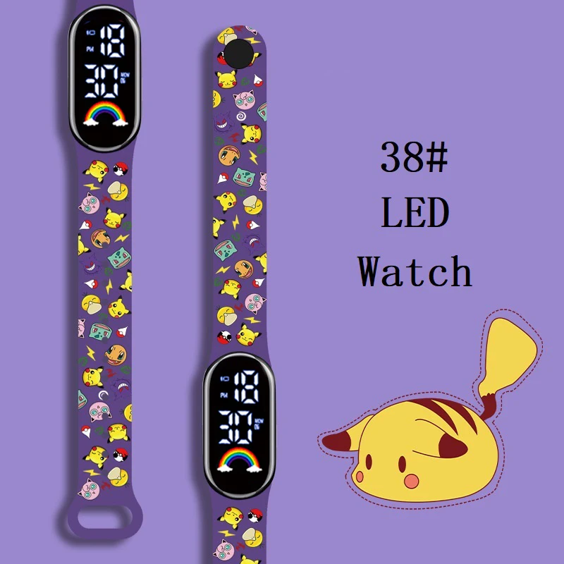 

Pokemon Strap LED Electronic Watch Fashion Colorful Bracelet Touch Waterproof Anime Character Pikachu Children's Birthday Watchs