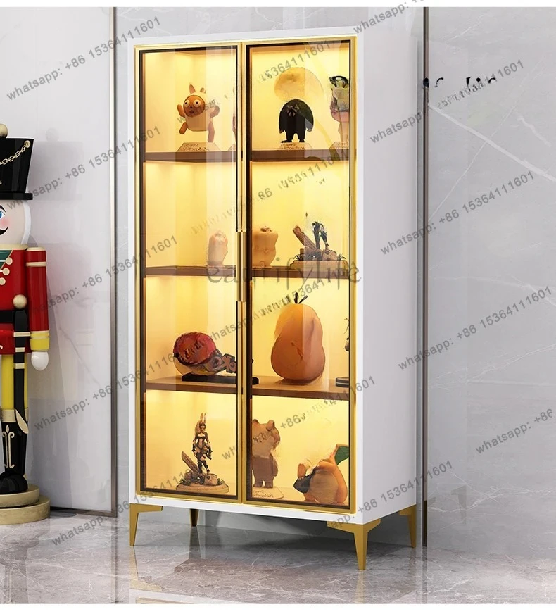Display glass door bookcase storage dustproof transparent designer simple home living room fashion