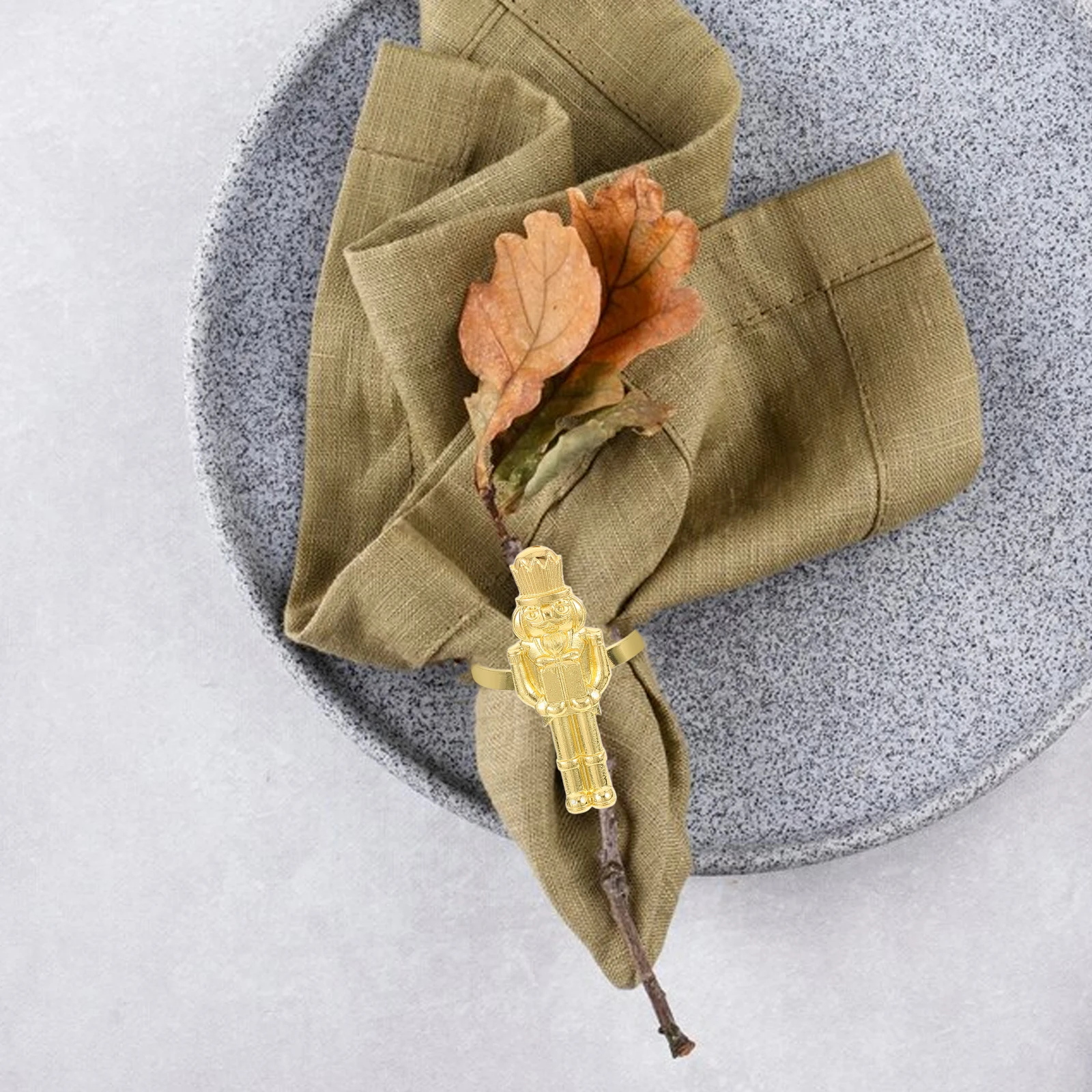 

4Pcs Nutcracker Napkin Holders Festive Dining Table Decoration for Holiday Celebration Reusable Alloy Napkin Clasp Banquet Use