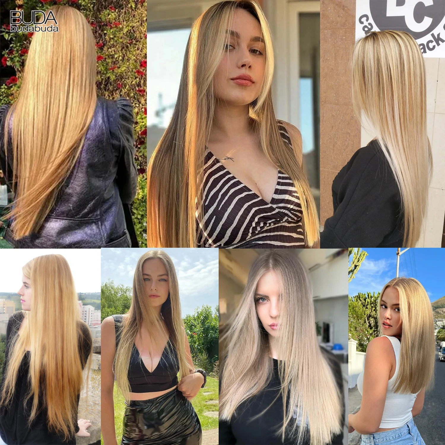 Extension de cheveux synthétiques sans clip pour femme, faux postiche, ligne de poisson, ombre naturelle, blonde, noire, rose, une pièce