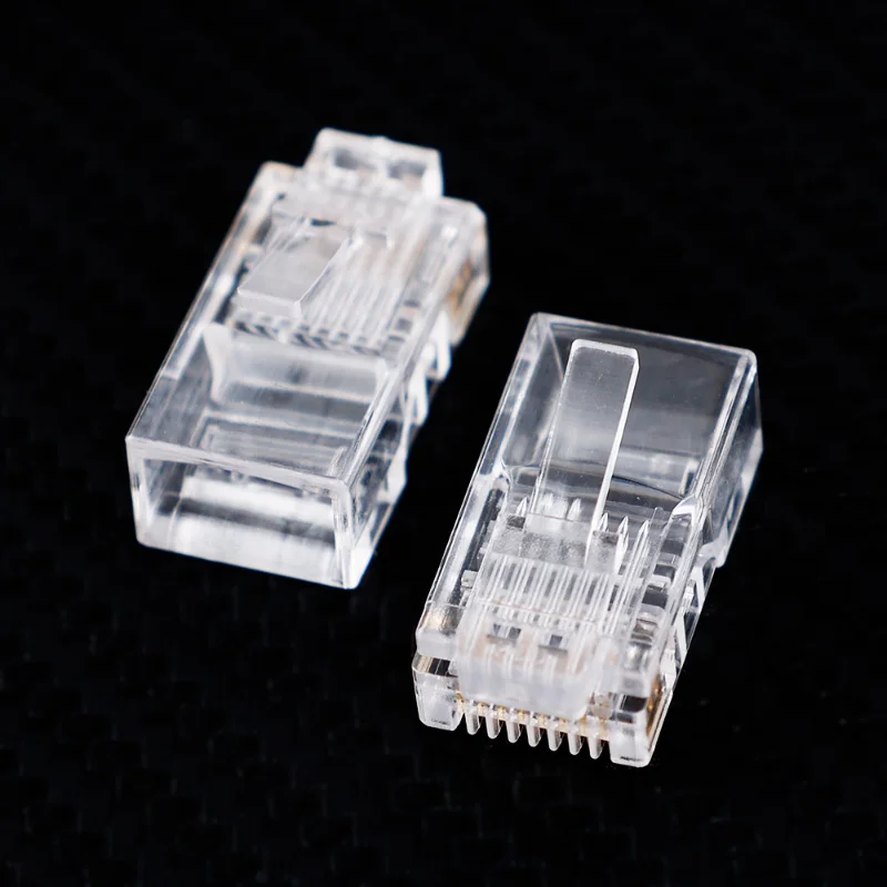 Network Cable Modular Plug RJ-45 Cat5e Ethernet Cable Crimp Connectors Unshielded 8Pin Modular Utp for PC Adapters Crystal Heads