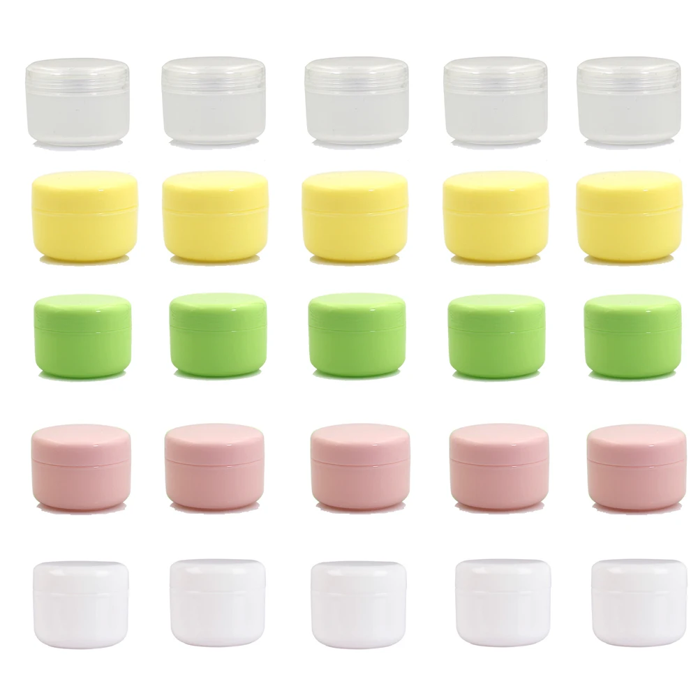 

60Pcs 10g/20g/50g/100g Plastic Empty Makeup Jar Pot Refillable Sample bottles Travel Face Cream Lotion Cosmetic Container Boxes