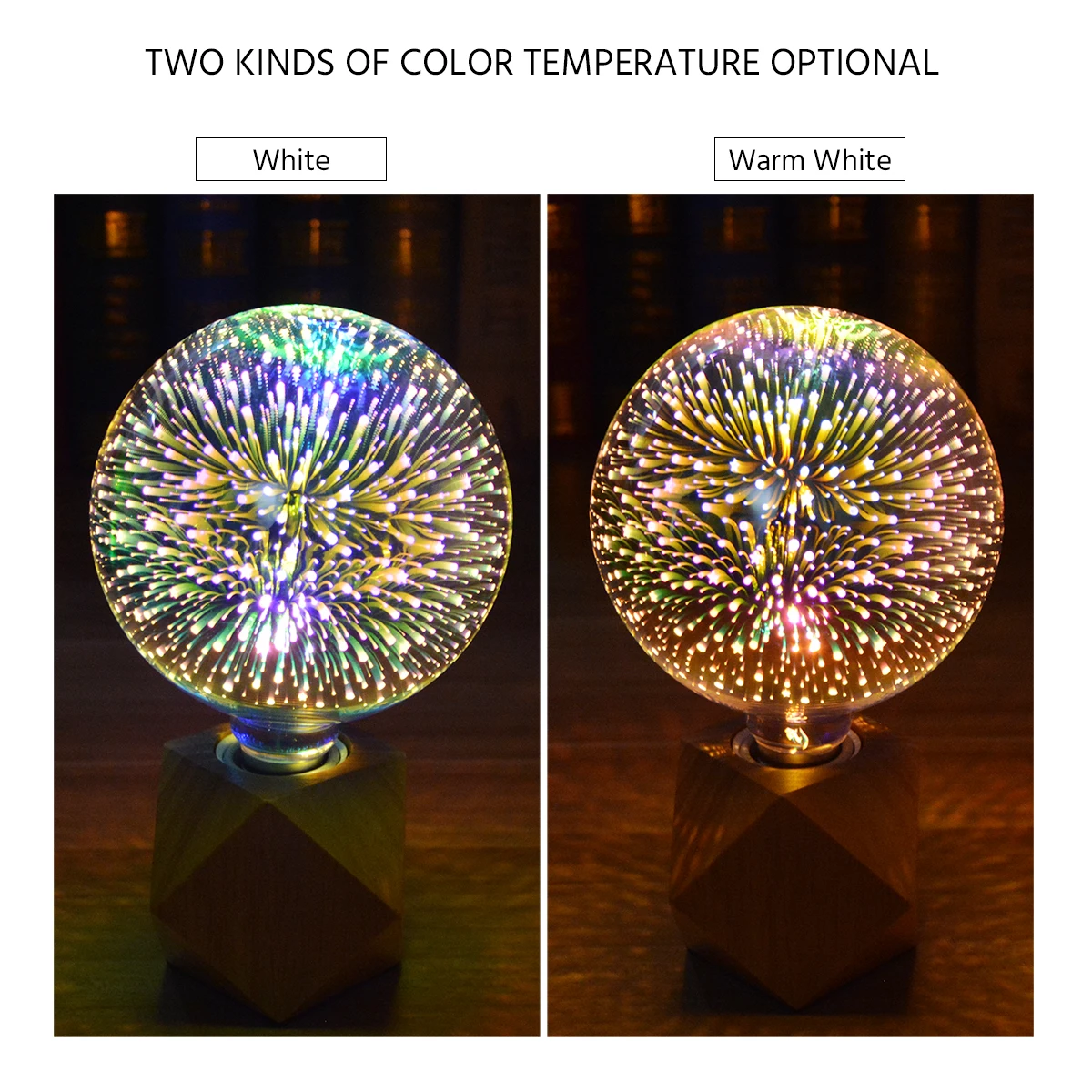 Room 3D Colorful Desk Decor Retro Fireworks Effect LED Bulb E27 Vintage LED Light Bulb Christmas Nightlamp ST64 A60 G80 G95 G125