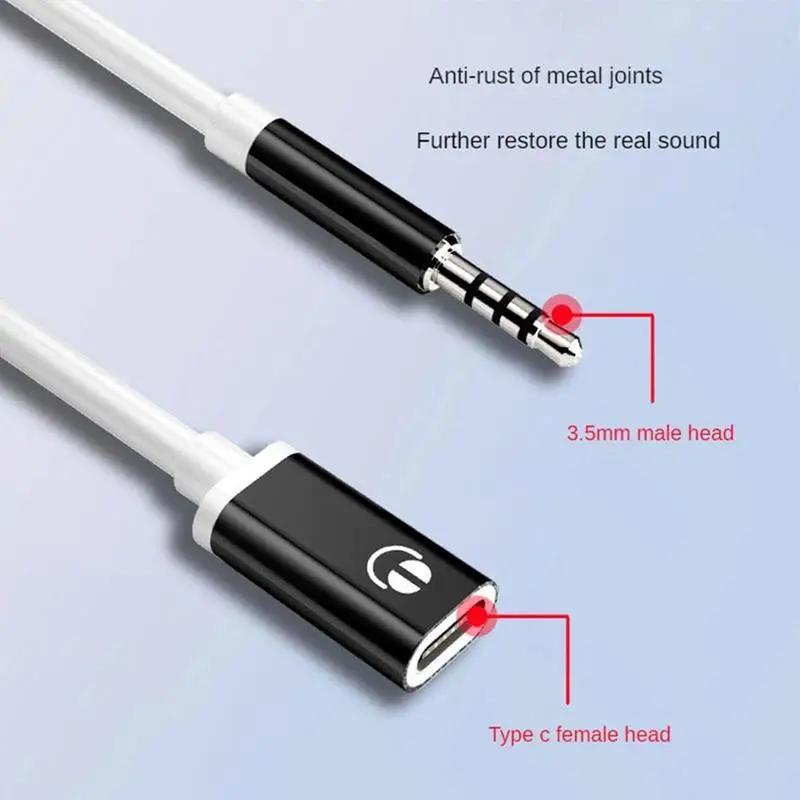 USB C To Aux Audio Dongle Cable 3.5mm Jack Converter Type-C Converter Earphone Adapter 3.5mm Male To Type-C Female Headphone