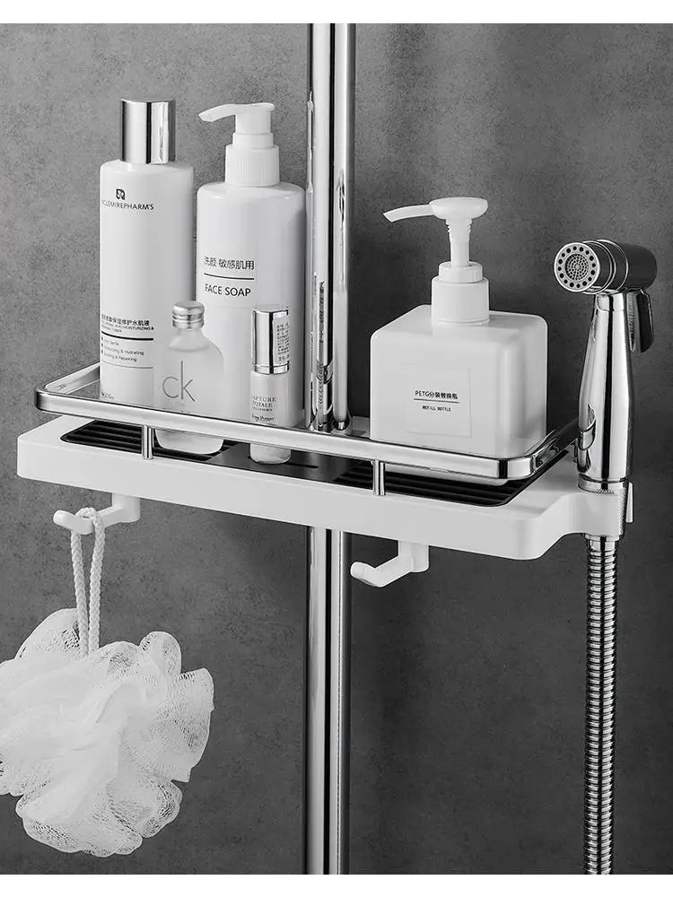 Shower storage rack, non perforated bathroom shower rod, bathroom storage and placement rack