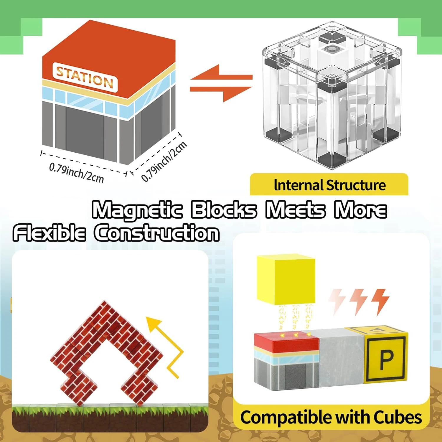 Kids Mini Magnetic Building Blocks Set with Road And Car STEM Educational Toys Boy Girls Christmas Birthday Sensory Gifts