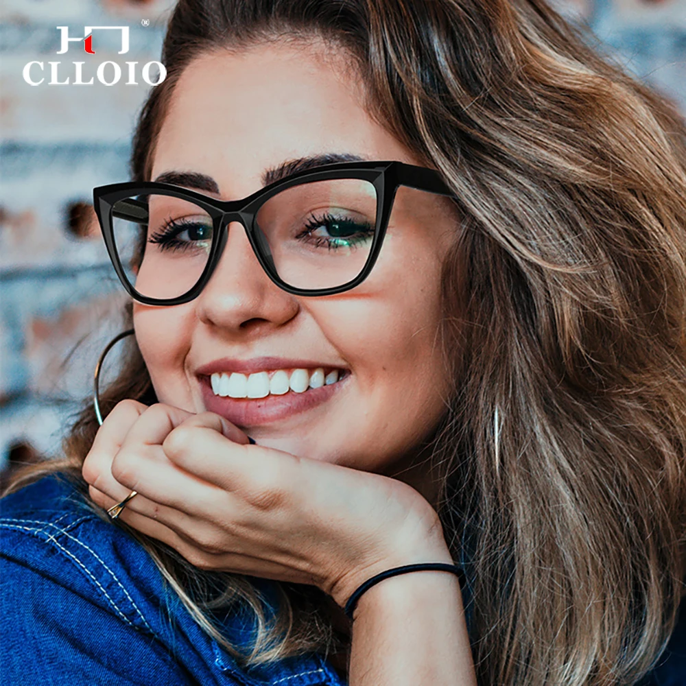 CLLOIO TR90 Fashion Reading Glasses For Women Anti Blue Light Computer Glasses Myopia Hyperopia Prescription Optical Eyeglasses