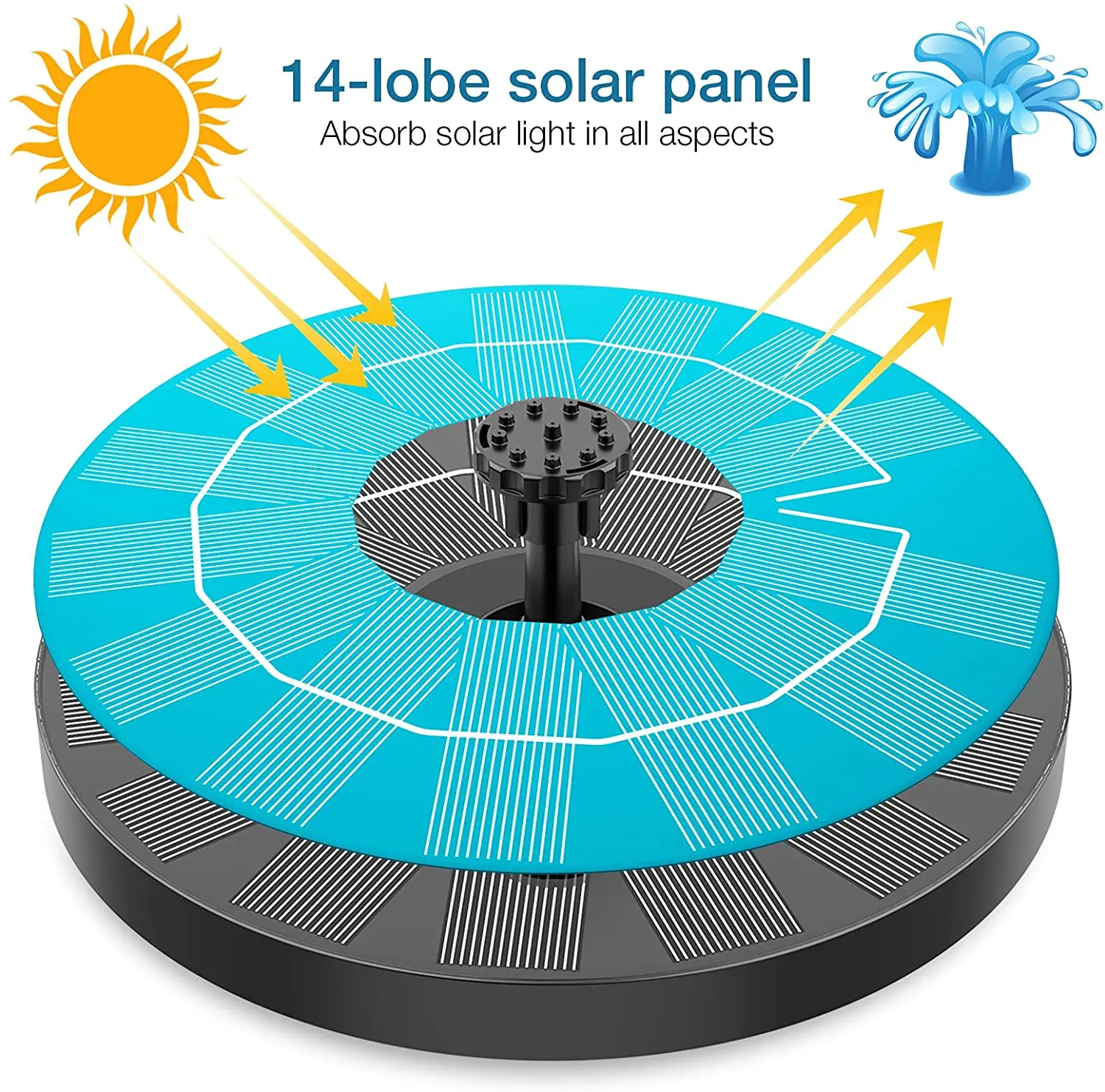 PALONE 3.5W Solar Fountain with 6 Nozzles, Solar Water Fountain for Bird Baths，Ponds and Aquarium, Upgrade 7.1 inch Solar Panel