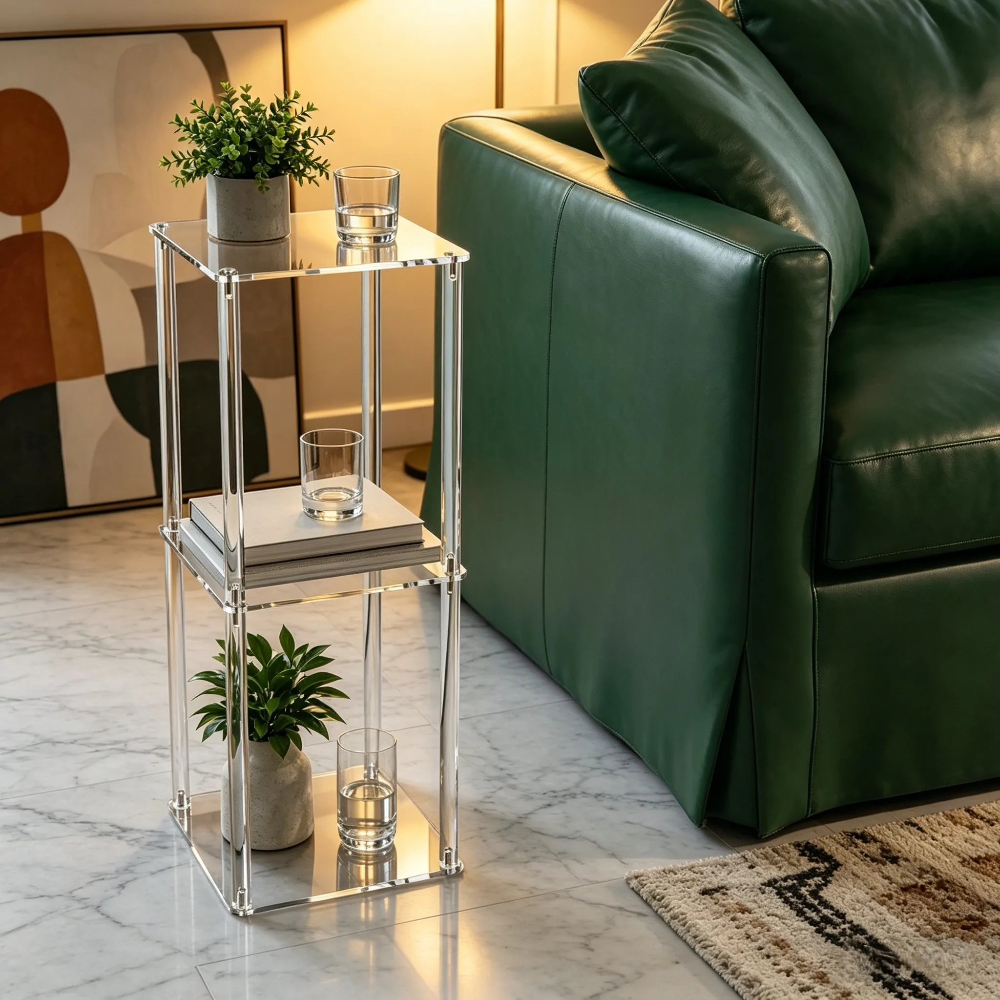Modern Coffee Table Clear Side Table For Versatile Room Use Decorative End Table Design Sleek Minimalist Design image 2