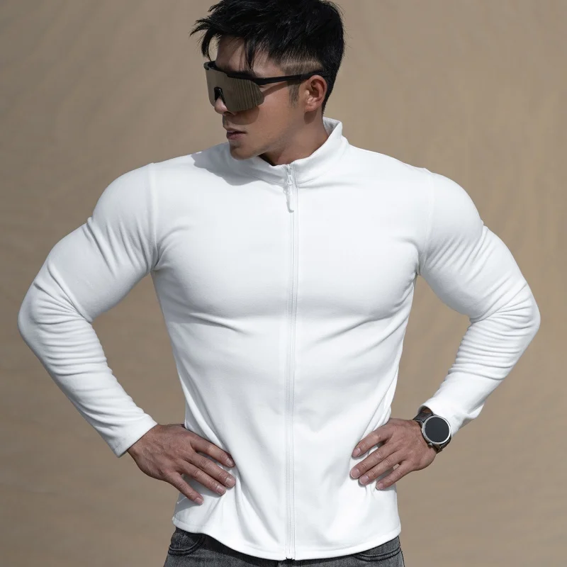 Spring/Summer New Style Men's Sporty Casual Running Fitness Training Double-sided Down Long-Sleeved Zipper Jacket