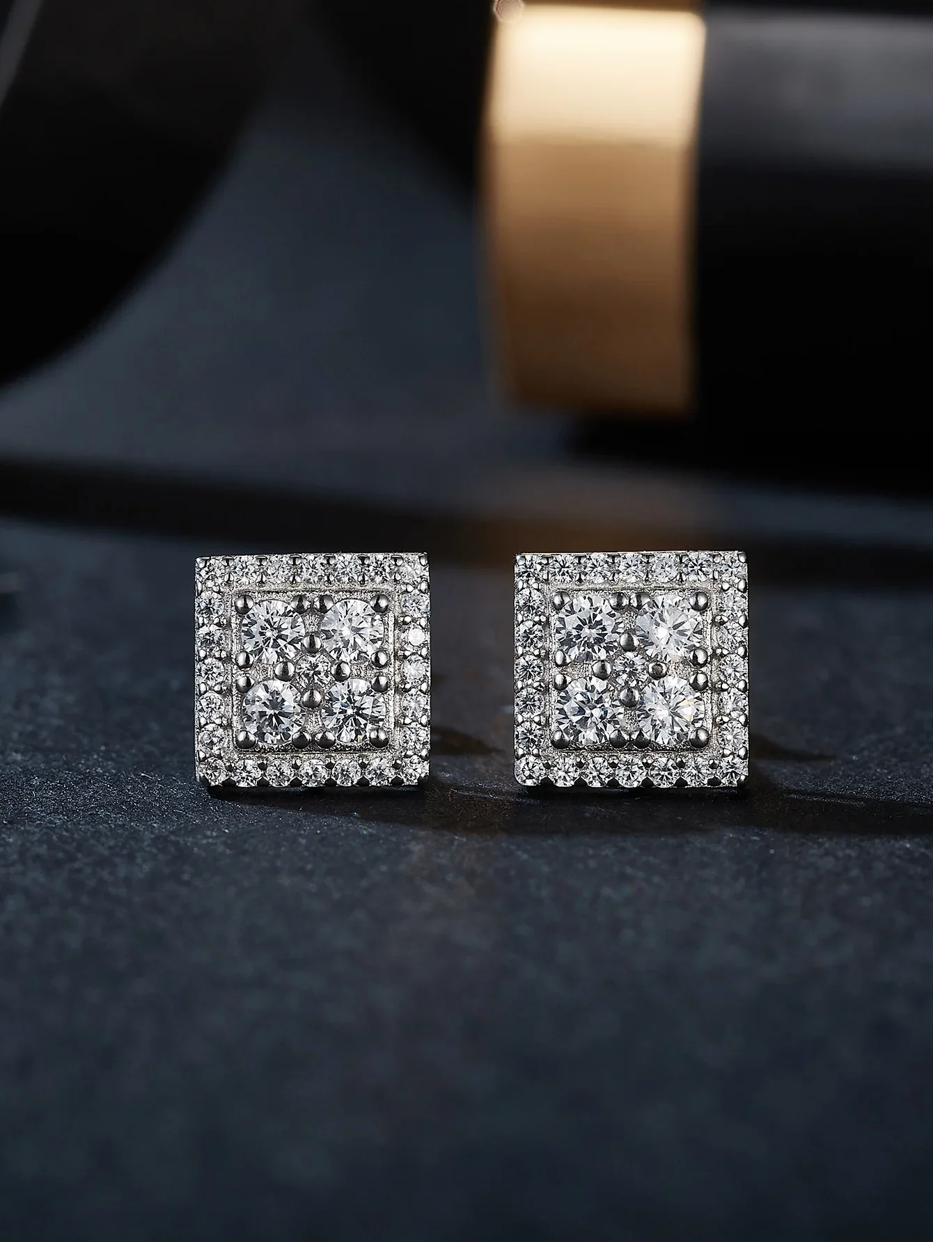 

Moissanite Earrings Square Stud Earring 925 Silver Orignal Elegant Woman's Earring Engagement