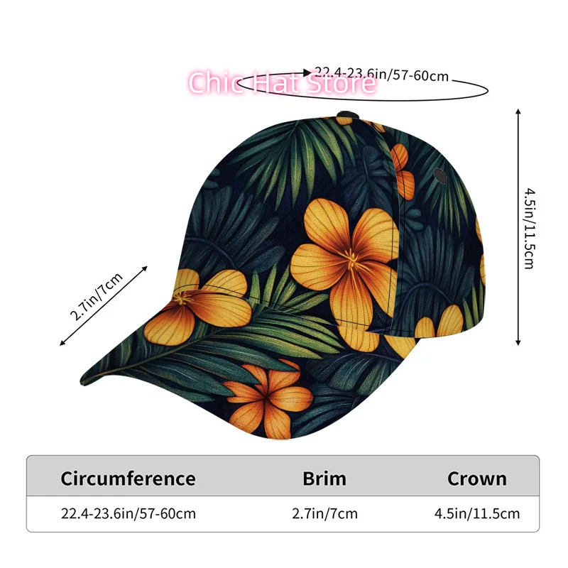 Cool Pattern 1pc Tropical Leaves and Flowers Print Classic Baseball Cap - Casual Duckbill Hat, Adjustable Design, Ideal for Casu