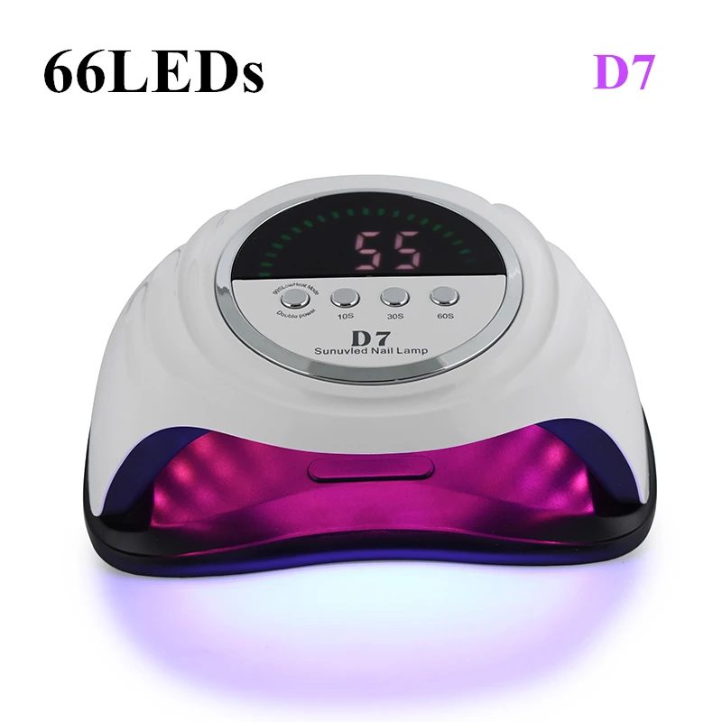 D7 poderoso 66leds luz vermelha conduziu a lâmpada do prego para gel unha polonês secagem inteligente sensor profissional salão de beleza da arte do prego manicure máquina