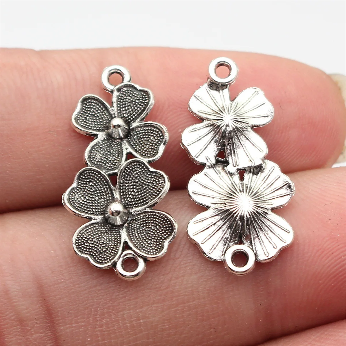 20pcs 26x12mm Antique Silver Color Chinese Style Flower Connector Vintage Jewelry Findings
