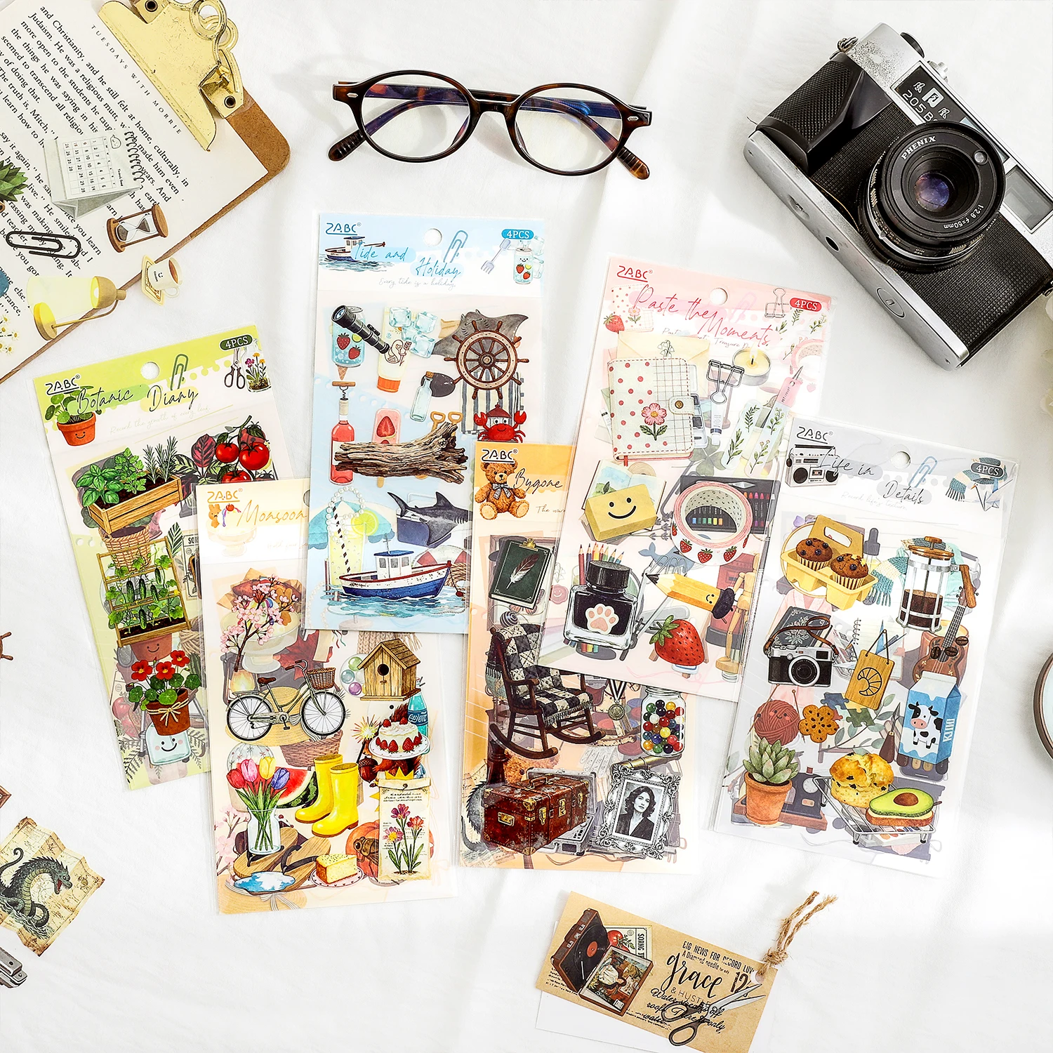 4/24sheets Creative Life Small Items Die Cutting PET Stickers DIY Diary Scrapbooking Materials Cute Stationery Stickers