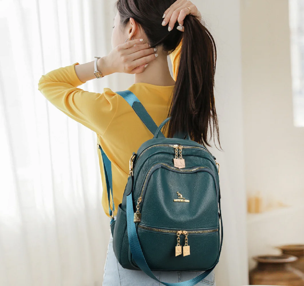 

2026 Роскошные новые корейские модные кожаные сумки на плечо высокого качества, женские дорожные рюкзаки большой вместимости, школьные сумки-тоут