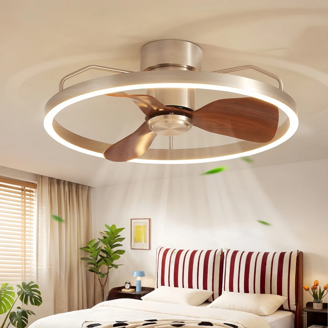 Modern Ring Ceiling Fan Light 2‑in‑1 LED Fan Chandelier For Bedroom Living Room Home Indoor Ventilation Lighting Decoration