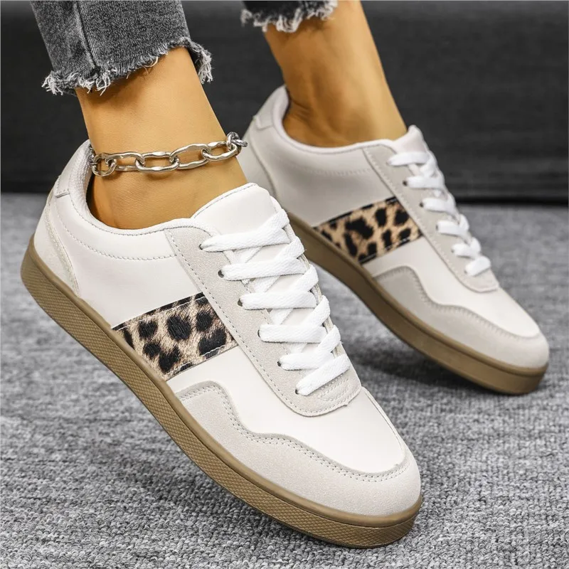 Women's White Sneakers Plus Size 36-42 Platform Outdoor Walking Sport Leopard Shoes Sapatillas de mujer Tenis