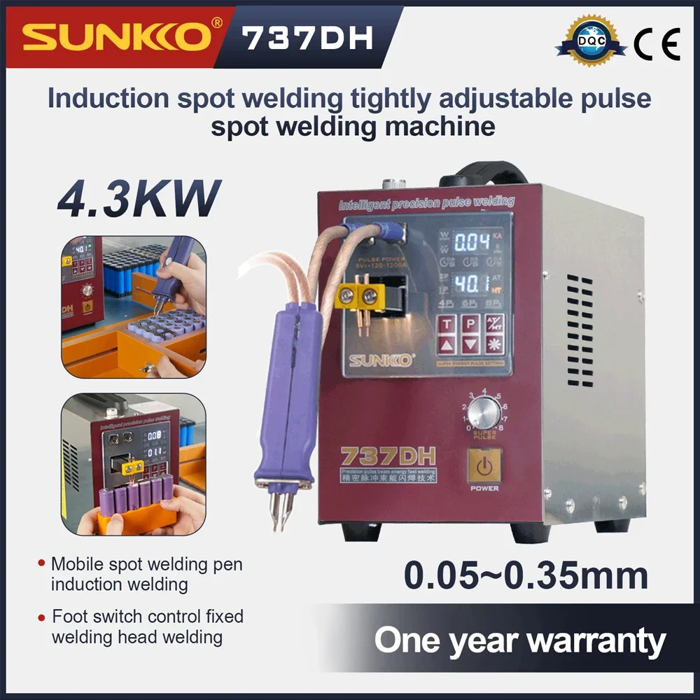 

SUNKKO 737DH Spot Welding Machine 4.3KW High Power 18650 Spot Welder Battery Welding Nickel strip Hand-held Pulse Touch Welder