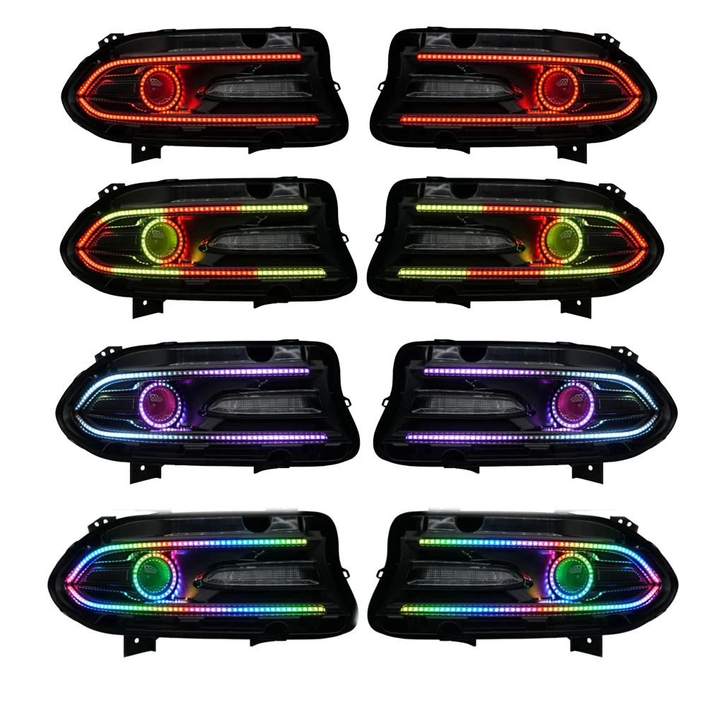 DRL LED Boards for 2015-2018 for Dodge Charger RGB Chasing Halo Ring with Turning Signal New Condition Daytime Running Light