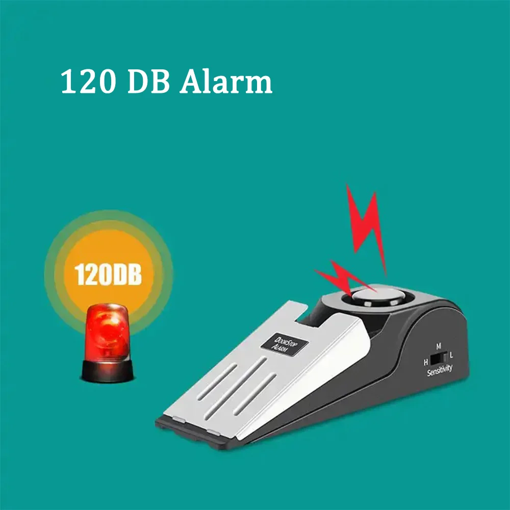 Sistema antirrobo de seguridad para el hogar, Tope de puerta en forma de cuña, bloqueo de alarma, 125 DB, envío directo