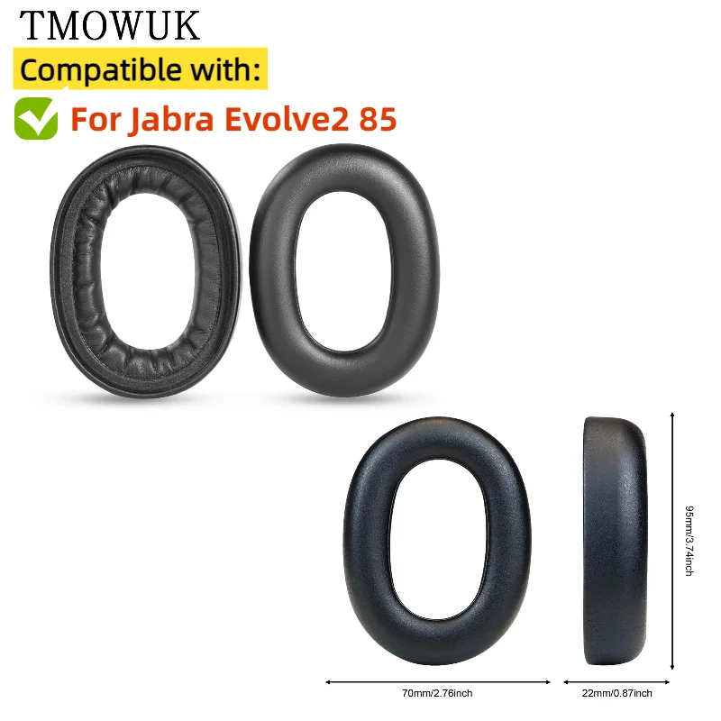 

Ear Pads For Jabra Evolve2 85 Headphones Replacement Soft Foam Cushion Sponge Pad Leather Earmuffs
