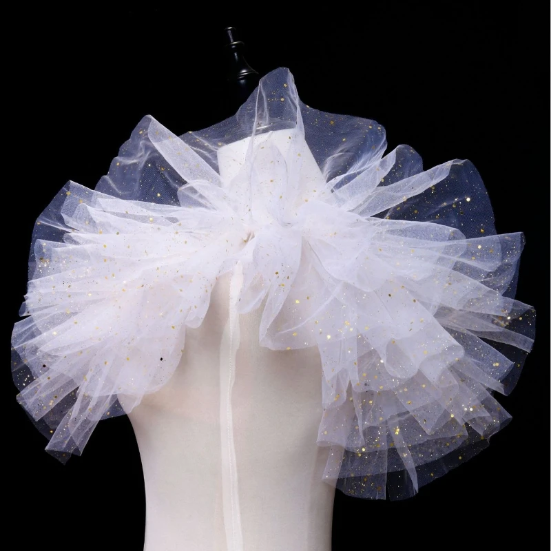 Puffy Tulle Crossbody Sash Collar, Decorative Shawl Choker Accessories For Host, Bar, Masquerade & Welcome Ceremony