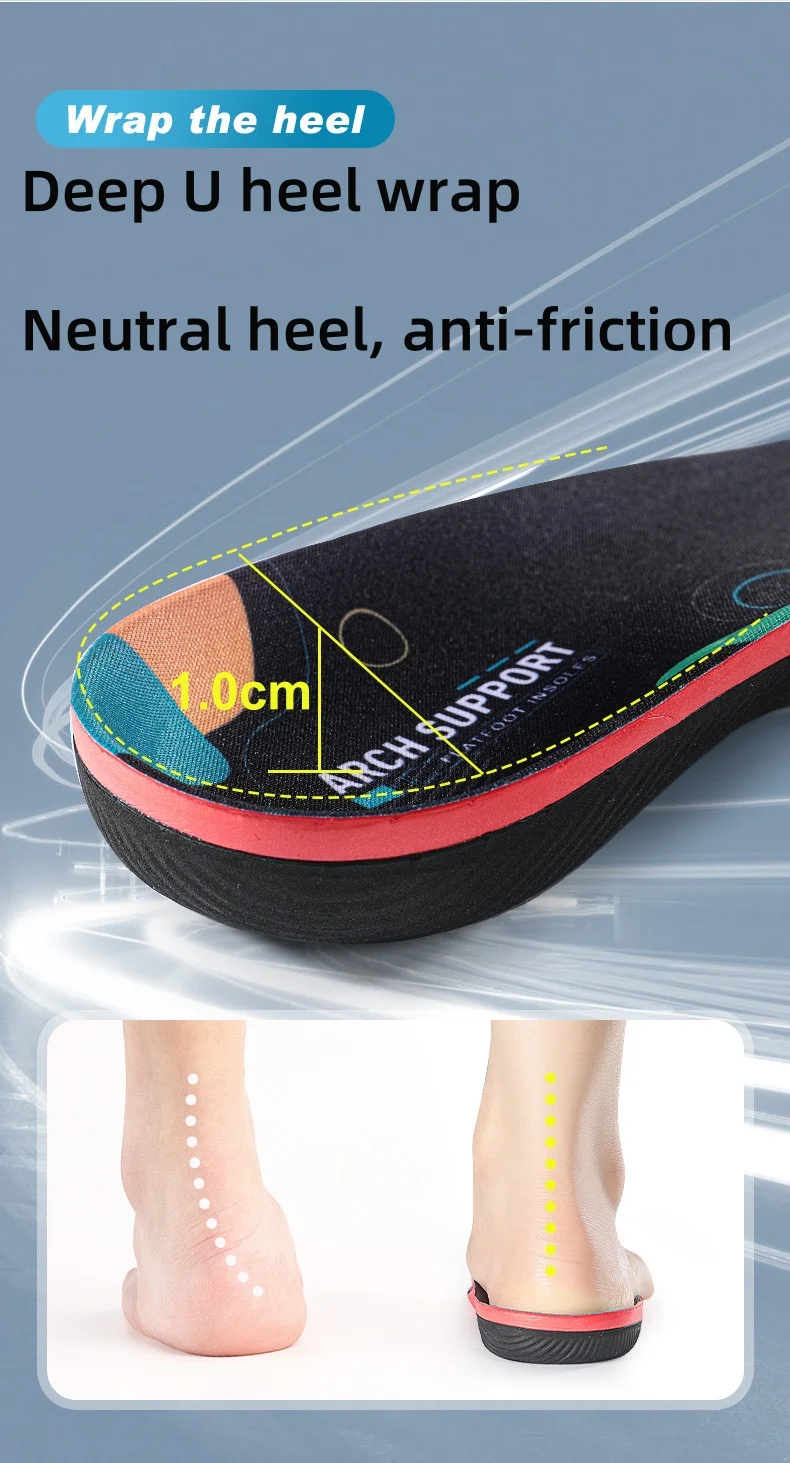 1 Pair Arch Support Plantar Fasciitis Insoles Soft Sole Shock-Absorbing Sports Shoes Insoles Flat Foot Orthopedic Insoles Unisex