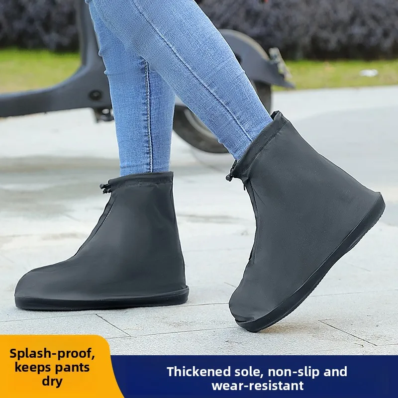 Thickened PVC Shoe Covers Waterproof Anti-Slip for Men And Women Mid-Calf Booties Snow Proof Rain Proof Home Use Shoe Accesso...