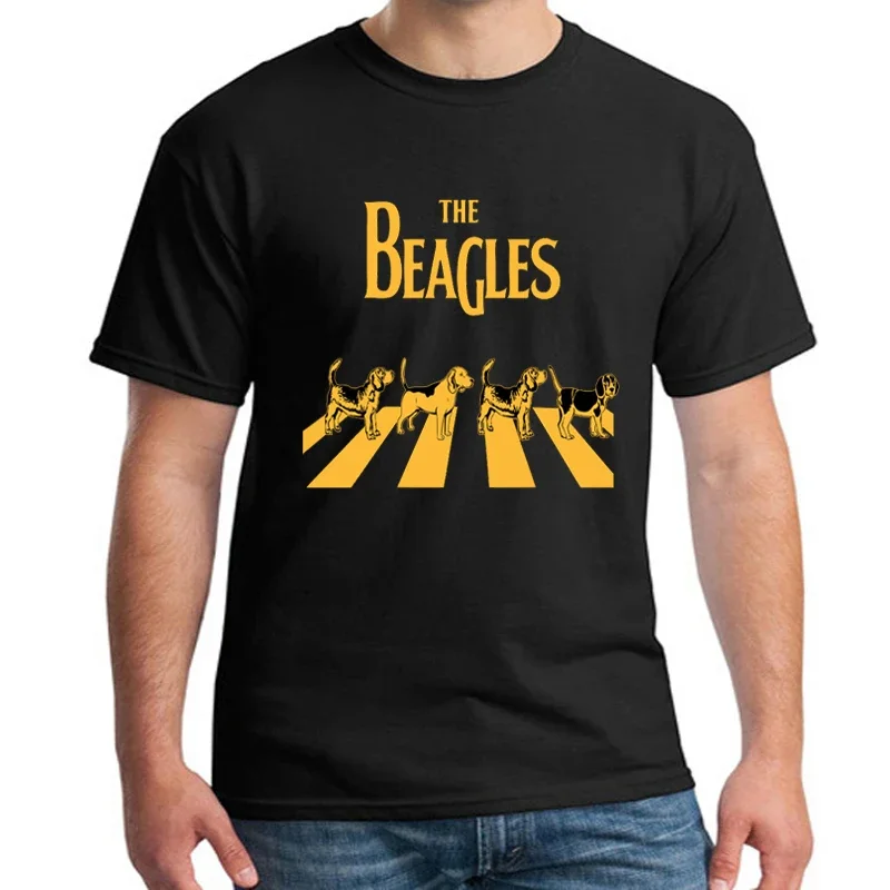 Funny The Beagles Abbey Road Dog Lovers Gift T Shirt New 100% Cotton Short Sleeve O-Neck T-shirt Casual Mens Top