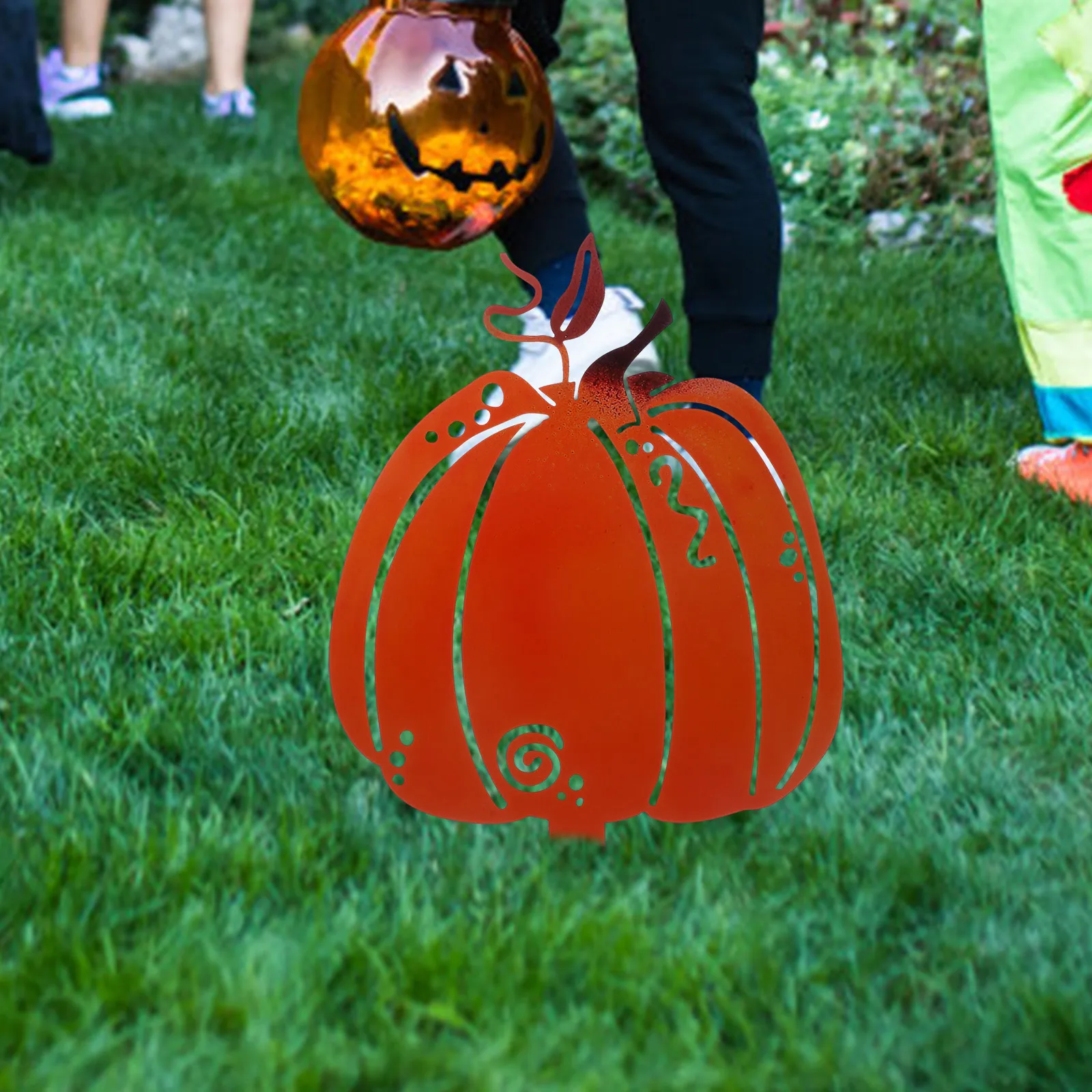

Halloween Pumpkin Sign Iron Stake Garden Decoration Outdoor Festive Halloween Decorations Durable Vivid Shape Fall Home Decor