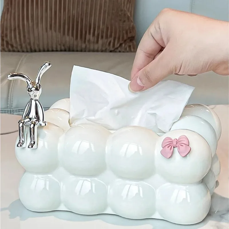 Cream style cotton candy plastic tissue box desktop decoration