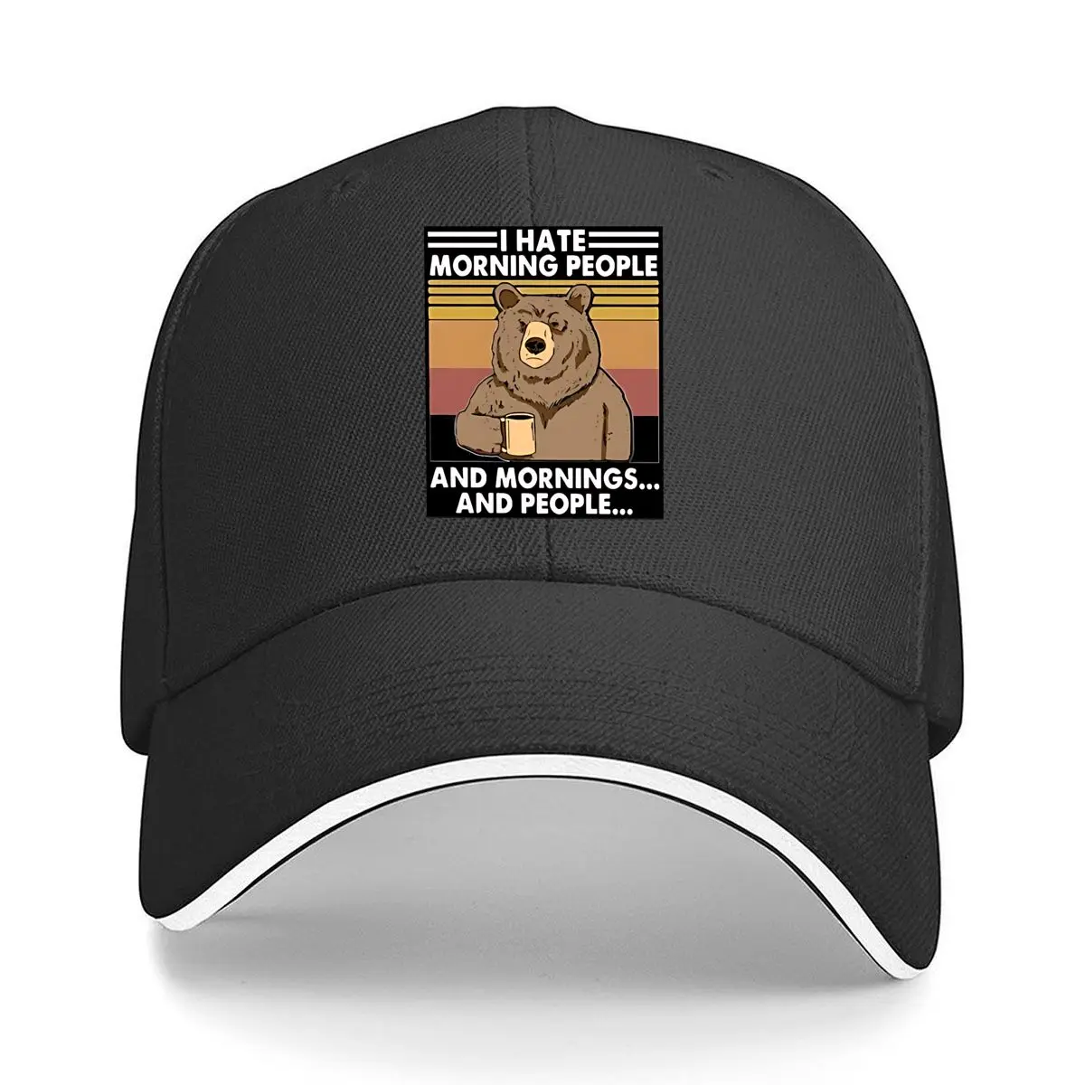Camping Bear I Hate Morning People and Mornings and People Print Me Sandwich Baseball Cap Outdoor Workouts Sun Hat