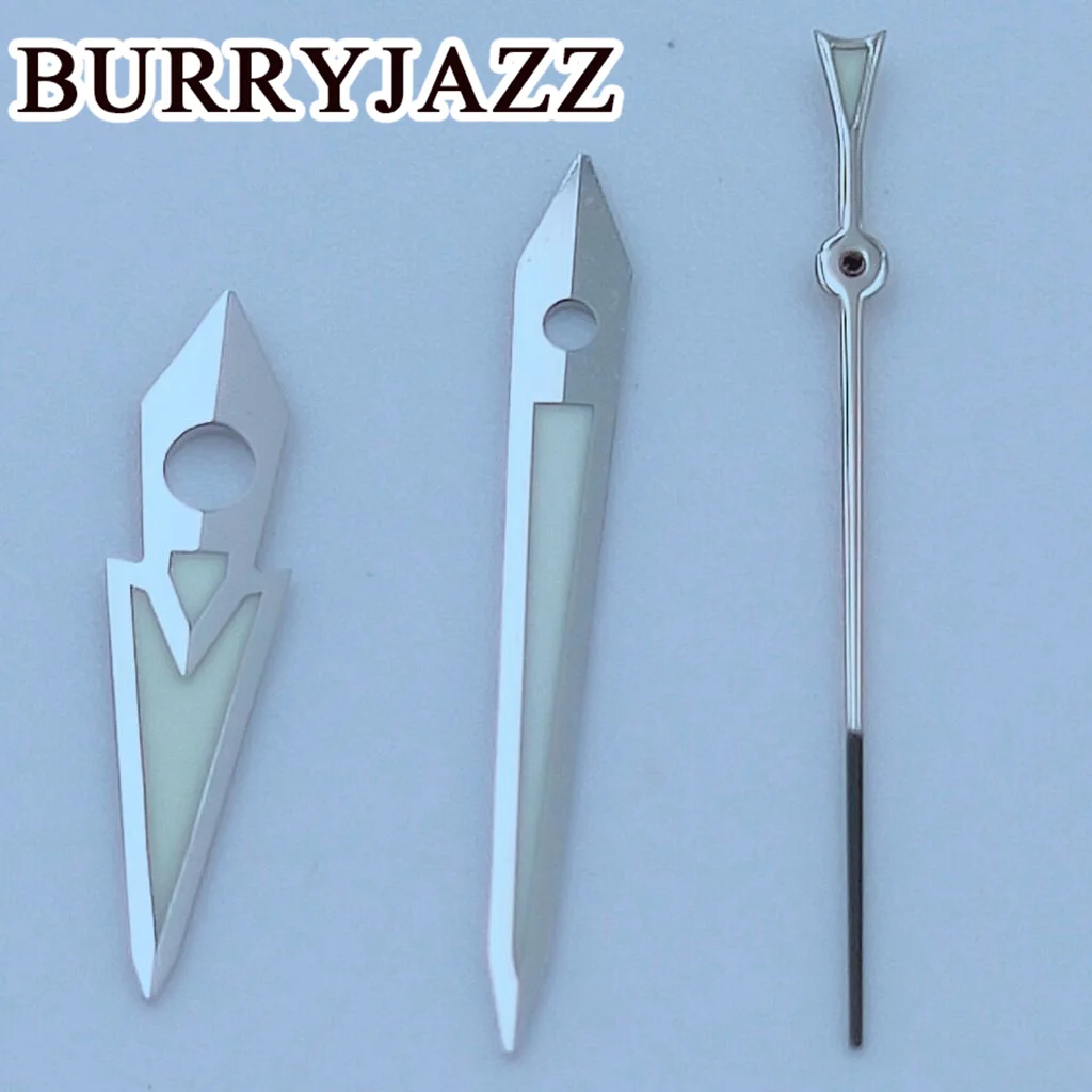 BURRYJAZZ NH35 NH36 NH38 7 s26 7 s36 4 r35 4 r36 orologio mani pistola argento mani verde luminoso