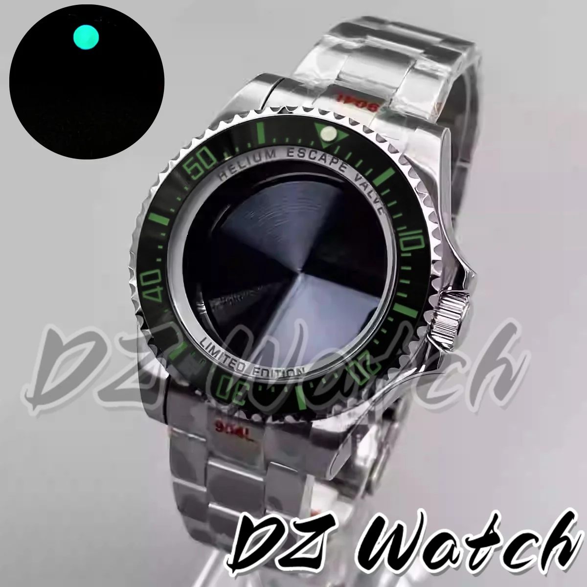 DZ Helium Device SEA Watch Case Accessories 44mm Sapphire Glass Back Fit For NH34 NH35 NH36 ETA 2824 PT5000 ST2130 Movement 316L