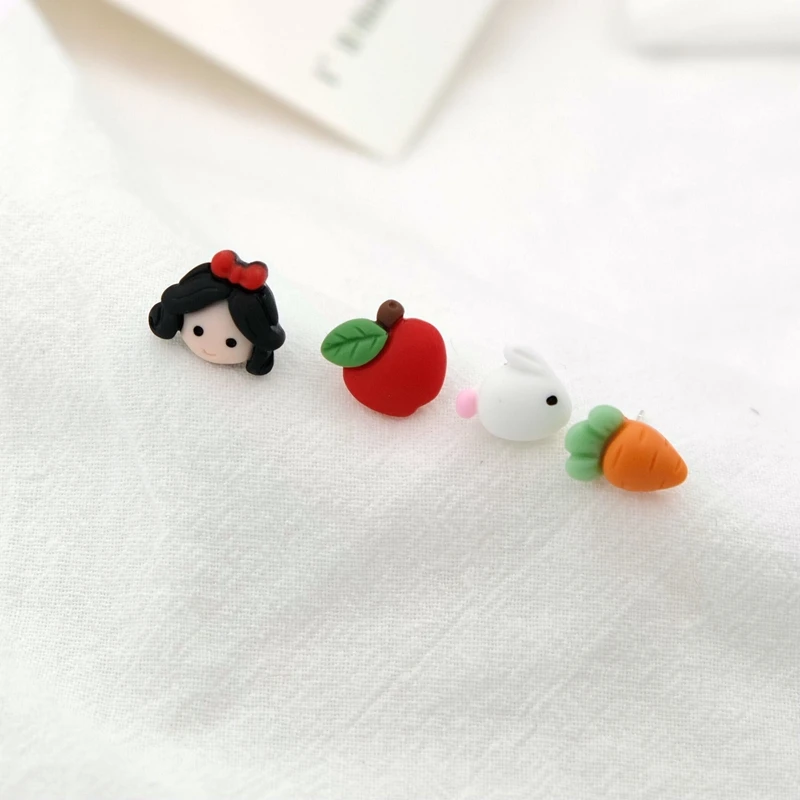 

Princess Apple Fairy Tale Mini Stud Earrings Bunny Carrot Cute Design Sweet Girl Student Earrings Jewelry Gift Wholesale