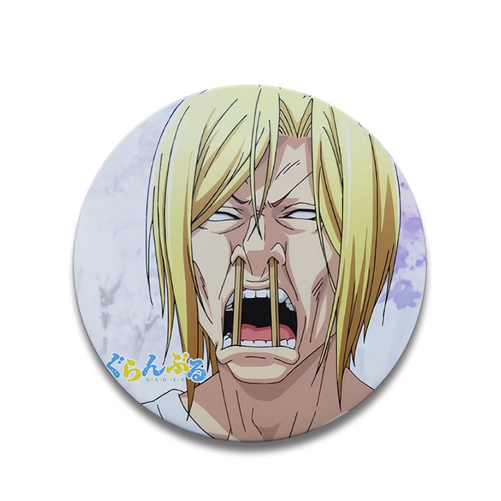 58mm Anime GrandBlue Grand Blue Iori Kitahara Chisa Kotegawa COSTUME Cosplay Distintivo Spilla SPTE Spilla in banda stagnata ﻿   Prop Natale Gilf