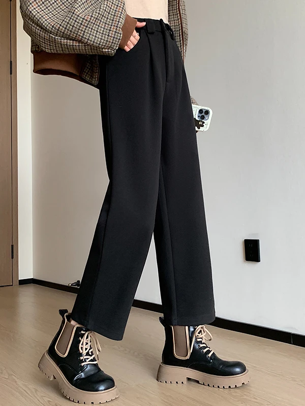 Slim Straight Leg Trousers High Waist Wide Leg Suit Pants Woolen Skinnier Version Autumn Winter New Sle Casual High Waist