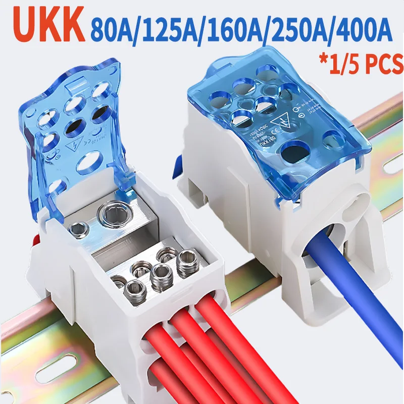 

Din Rail Distribution Junction Box One in Seve Out Power Wire Electric Connector Terminal Block UKK 80A/125A160A/250A/400A