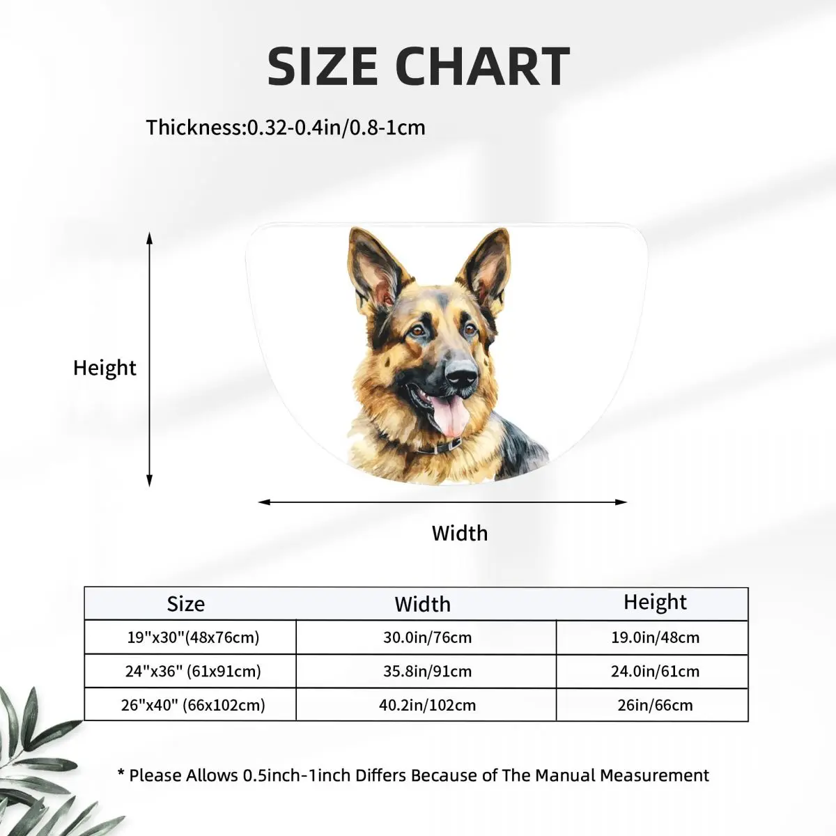 Watercolor German Shepherd Soft Flannel Half Round Doormat Non Slip Bathroom Mat Absorbent Floor Carpet for Home Bedroom