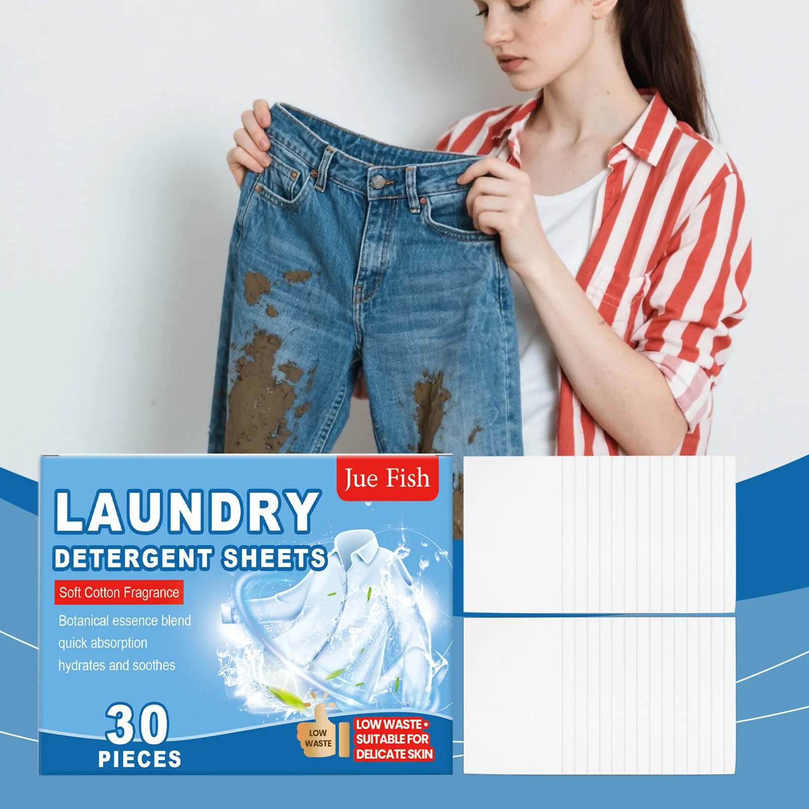 

Convenient Clothing Cleaning Sheets Gentle Formula Cleans Oil Stains & Dirt Softens Fabrics Leaves Fresh Scent for Clean Clothes