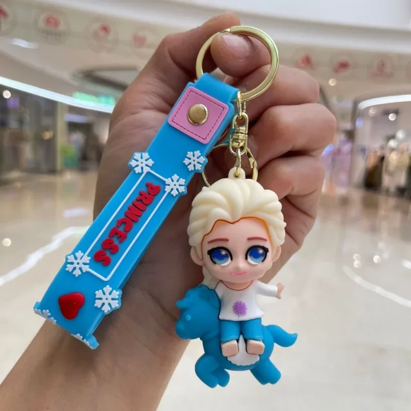 Frozen Keychain Disney Cartoon Princess Elsa Anna Olaf Kristoff Anime Figures Bags Pendant Car Keychain Toys Kids Birthday Gifts