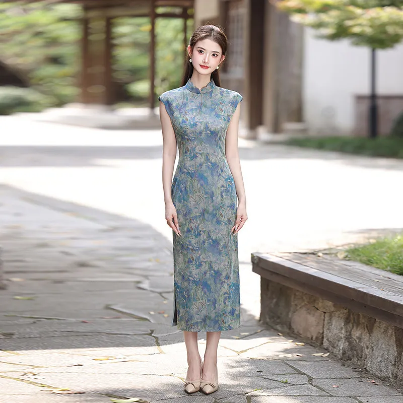 Blue New Chinese Style Sleeveless Modified Cheongsam 2027 New Style for Young Women Daily Spring and Summer Qipao Dress