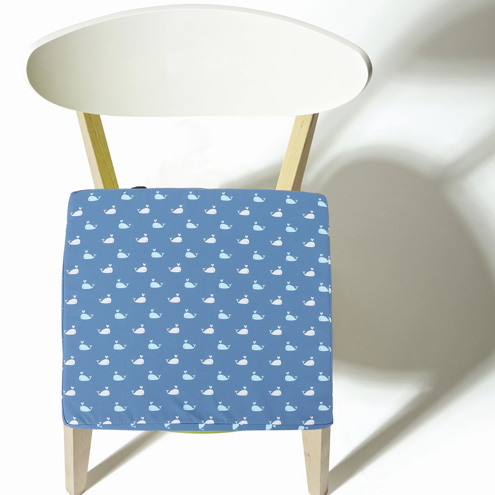 

1pc Chair Booster Cushion Thicken Seat Pad Dining Heighten Cushion Portable Adjustable Straps High Density Sponge