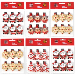6pcs Christmas Cartoon Wooden Clips Xmas Party Photo Wall Gift DIY Decoration Handmade Crafts 2024 Christmas Home Decor New Year
