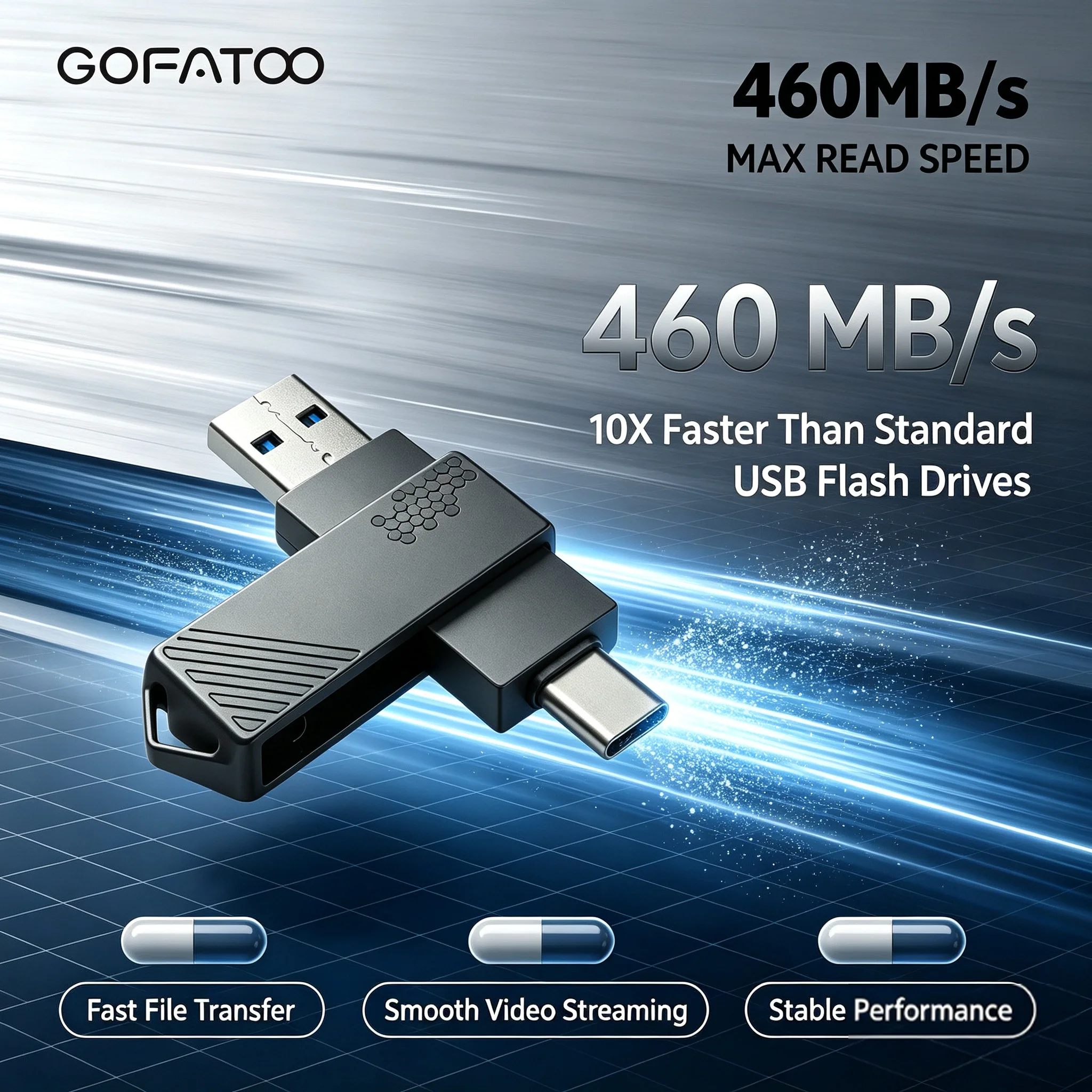 GOFATOO USB 3.2 Solid State Pen Drive 460MB/s High Speed USB Type C Flash Drive 512GB 256GB 128GB 64GB USB Gen 1 Pendrive Flash