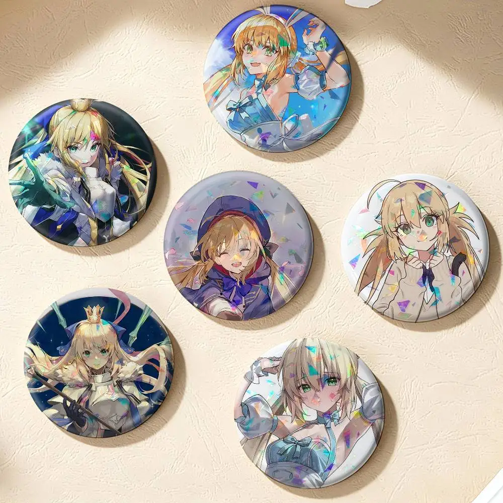 Arthuria Caster Fate Grand Order Game  75mm 44mm 25mm Brooch Backpack Hat Pins Accessories Toys Badge