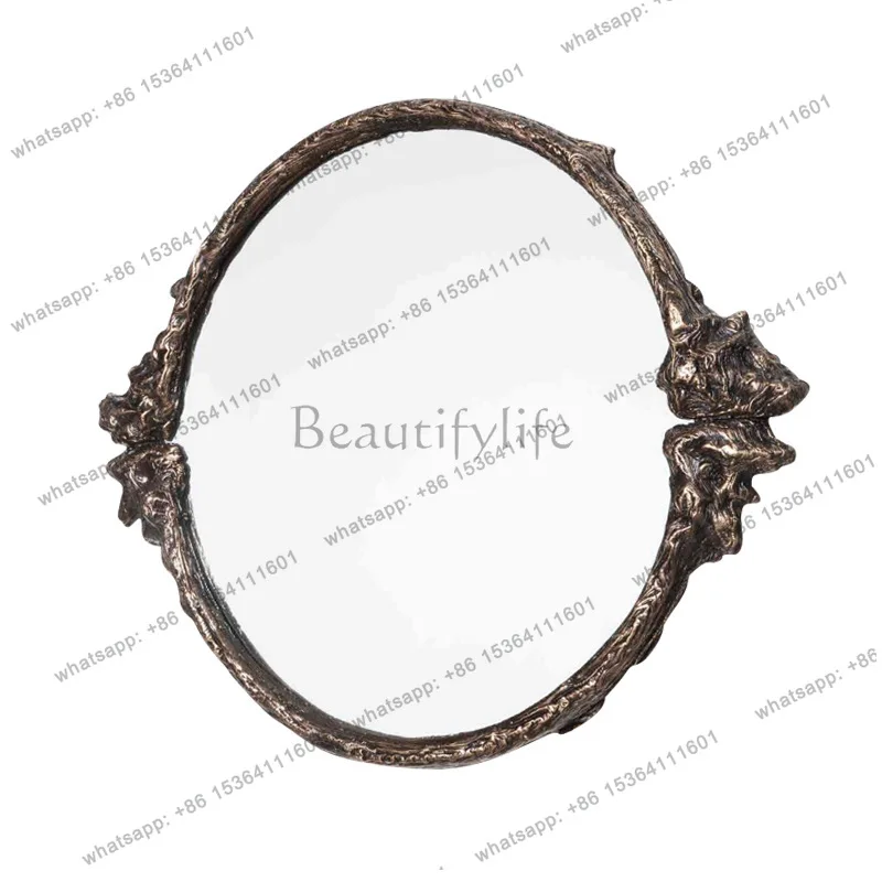 

French light luxury retro makeup mirror living room background wall advanced decorative mirror