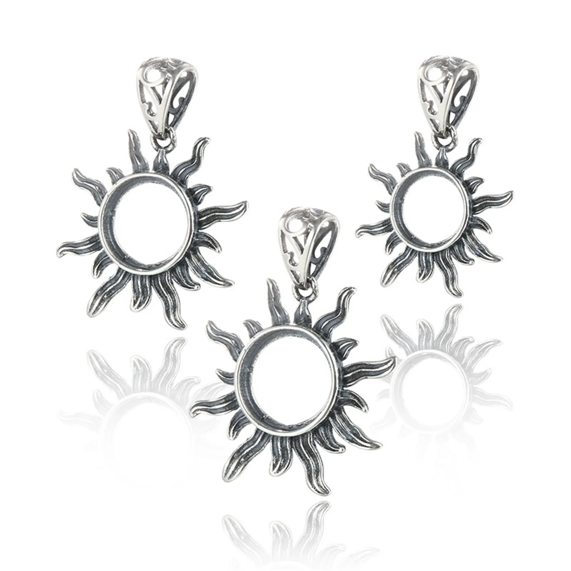 

925 Silver Pendant Setting for 8x8mm/9x9mm/10x10mm/12x12mm/15x15mm Round Cabochons Thai Sterling Silver Pendant Blank