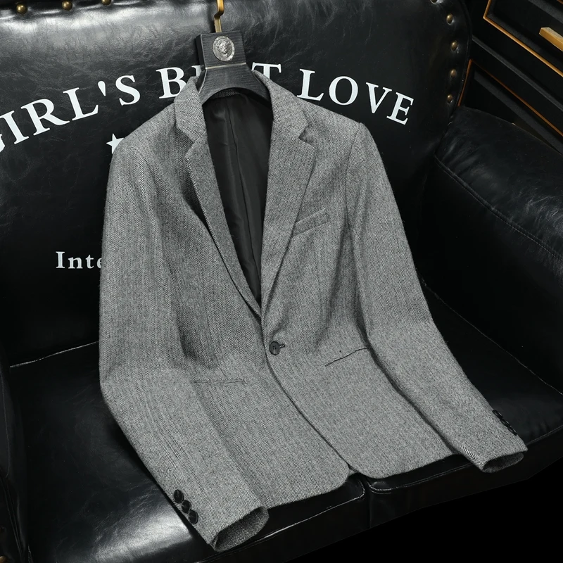 Contain Wool Exquisite Blazers For Men Slim Fit Draping Cutting Four Seasons High Quality Gentleman Suit Jackets Terno Masculino